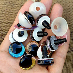 Planet Gates 20pcs/lot 3D Glitter Safety Eyes For Toys Amigurumi Trapezoidal Knitted Cuddly Felt Plush Toy Red Eye Big Large Size 16/20/25mm