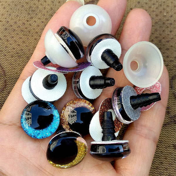 Planet Gates 20pcs/lot 3D Glitter Safety Eyes For Toys Amigurumi Trapezoidal Knitted Cuddly Felt Plush Toy Red Eye Big Large Size 16/20/25mm