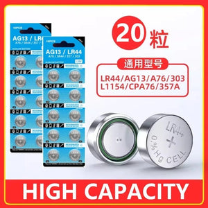 Planet Gates 20PCS LR44 AG13 LR44 A76 357 357A LR1154 SR1154 SR44 1.55V Alkaline Battery For Watch Calculator Car Key Remote Clock Button Coin Cell