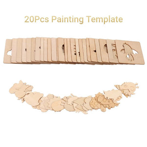 Planet Gates 20Pcs mini set / CHINA 20Pcs Montessori Kids Drawing Toys Wooden DIY Painting Template Stencils Learning Educational Toys for Children Christmas Gifts
