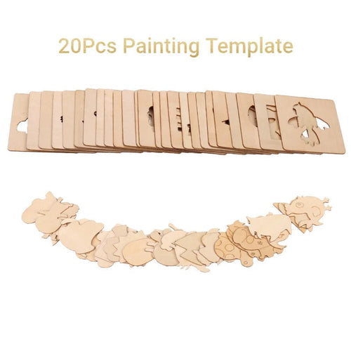 Planet Gates 20Pcs mini set / CHINA 20Pcs Montessori Kids Drawing Toys Wooden DIY Painting Template Stencils Learning Educational Toys for Children Christmas Gifts