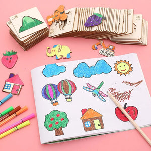 Planet Gates 20pcs Montessori Kids Drawing Toys Wooden DIY Painting Template Stencils Learning Educational Toys for Children Wooden Toy Gift