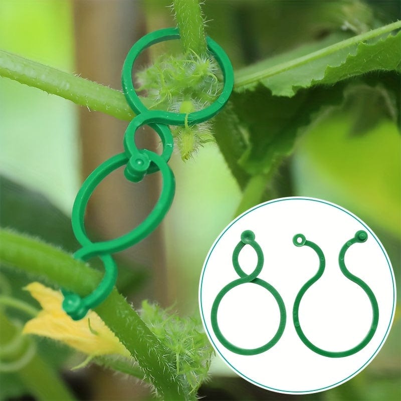 Planet Gates 20pcs Plastic Garden Vine Strapping Clips Tie Plant Bundled Buckle Ring Holder Garden Tomato Plants Stand Support Tool