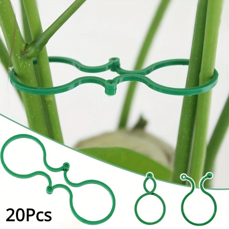 Planet Gates 20pcs Plastic Garden Vine Strapping Clips Tie Plant Bundled Buckle Ring Holder Garden Tomato Plants Stand Support Tool
