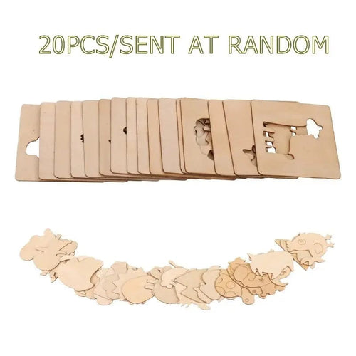 Planet Gates 20Pcs random 20pcs Montessori Kids Drawing Toys Wooden DIY Painting Stencils Template Craft Toys Puzzle Educational Toys for kids Gifts