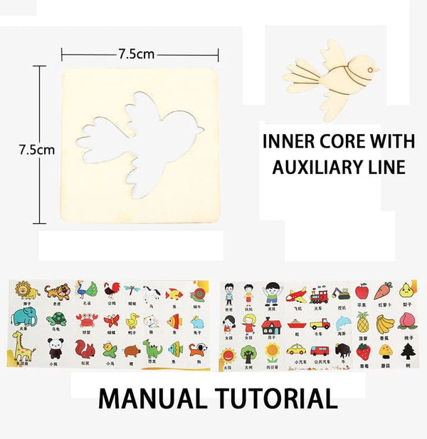 Planet Gates 20Pcs random 20pcs Montessori Kids Drawing Toys Wooden DIY Painting Stencils Template Craft Toys Puzzle Educational Toys for kids Gifts