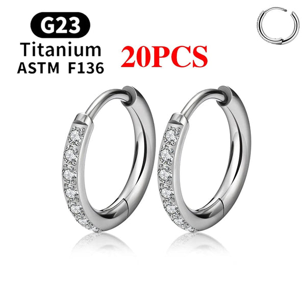 Planet Gates 20PCS Silver Color 1 / CHINA / 2X8MM 2/20PCS G23 Titanium Earring Hoop CZ Hinged Segment Round Nose Ring for Women Ear Tragus Cartilage Helix Daith Piercing Jewelry