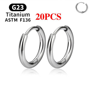 Planet Gates 20PCS Silver Color / CHINA / 2X8MM 2/20PCS G23 Titanium Earring Hoop CZ Hinged Segment Round Nose Ring for Women Ear Tragus Cartilage Helix Daith Piercing Jewelry