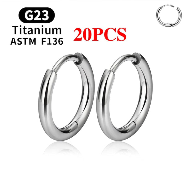 Planet Gates 20PCS Silver Color / CHINA / 2X8MM 2/20PCS G23 Titanium Earring Hoop CZ Hinged Segment Round Nose Ring for Women Ear Tragus Cartilage Helix Daith Piercing Jewelry