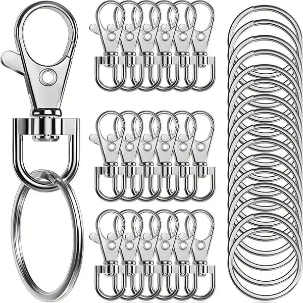Planet Gates 20PCS Swivel Clasps Lanyard Snap Hooks with Key Rings Key Chain Clip Hooks Lobster Claw Clasps for Keychains Jewelry DIY Crafts