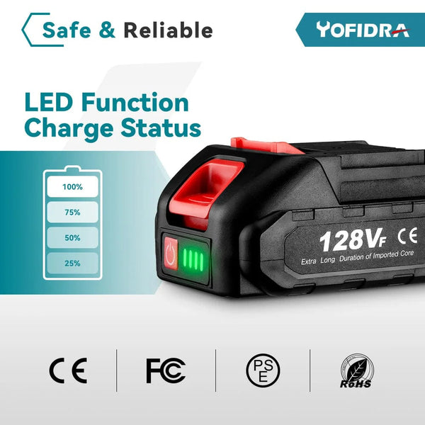 Planet Gates 20V Rechargeable Lithium Battery EU Plug.388VF 15000mAh.928VF 22500mAh.Battery Capacity Indicator.for Chainsaw Electric Drill