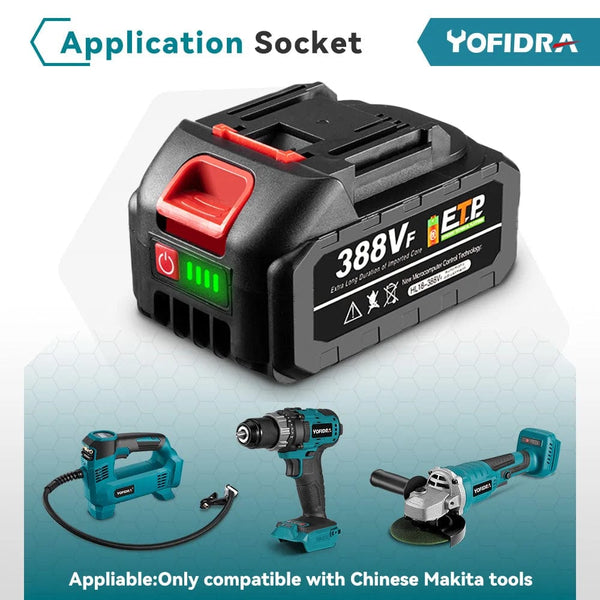 Planet Gates 20V Rechargeable Lithium Battery EU Plug.388VF 15000mAh.928VF 22500mAh.Battery Capacity Indicator.for Chainsaw Electric Drill