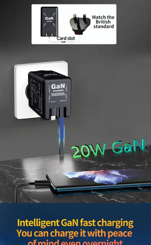 Planet Gates 20W GaN Fast Charging USB C Charger Super Charge Adapter Multi-protocol Compatibility Charger For Huawei iPhone Samsung New