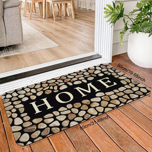Planet Gates 20x31inch/50x80cm 1pc Crystal Velvet Door Mat, Pebble Letter Print Floor Mat, Non-Slip Polyester Area Rug, Stain-resistant Washable Rug, For Laundry Room, Kitchen Room Decor Guest Room Decor