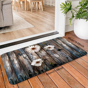 Planet Gates 20x31inch/50x80cm 1pc Daisy Pattern Kitchen Mat, Striped And Butterfly Print Carpet, Non-Slip Stain-resistant Area Rug, For Laundry Room, Bathroom, Dining Table, Home Decor Indoor Decor Room Supplies Shower Supplies