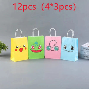Planet Gates 21 15 8cm / 12pcs 12Pcs/Set New Pokemon Pikachu Party Supplies Gift Bag flat pocket Children Cartoon Theme Happy Birthday Candy Bag Toys Supplies