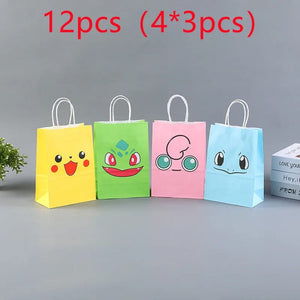 Planet Gates 21 15 8cm / 12pcs 12Pcs/Set New Pokemon Pikachu Party Supplies Gift Bag flat pocket Children Cartoon Theme Happy Birthday Candy Bag Toys Supplies