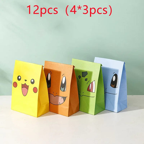 Planet Gates 21 15 8cm / 12pcs 12Pcs/Set New Pokemon Pikachu Party Supplies Gift Bag flat pocket Children Cartoon Theme Happy Birthday Candy Bag Toys Supplies