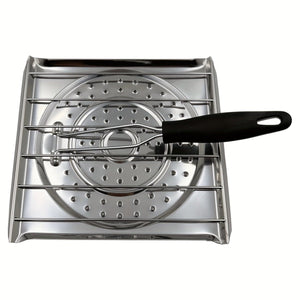 Planet Gates 21.49cm X 19.99cm 1pc Stainless Steel Stove Top Toaster With Foldable Handle, Bread Toaster For Camping Stove And Kitchen Stove, Camping Cookware, Kitchen Stove Top Toaster, Water And Coffee Warming Rack For Camping Stove.