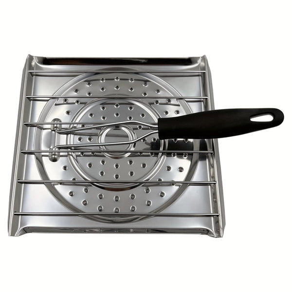 Planet Gates 21.49cm X 19.99cm 1pc Stainless Steel Stove Top Toaster With Foldable Handle, Bread Toaster For Camping Stove And Kitchen Stove, Camping Cookware, Kitchen Stove Top Toaster, Water And Coffee Warming Rack For Camping Stove.