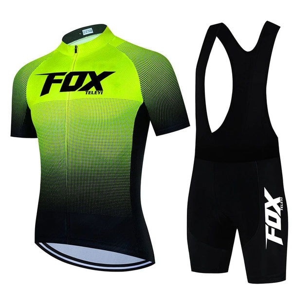 Planet Gates 21 / XXL 2024 fox teleyi Cycling Bib Shorts Men's MTB Bike Jersey Clothing Summer Complete Racing Bicycle Clothes Quick-Dry Sports Set