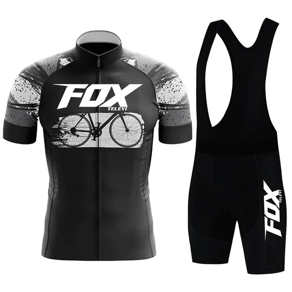 Planet Gates 21 / XXL 2024 fox teleyi Cycling Bib Shorts Men's MTB Bike Jersey Clothing Summer Complete Racing Bicycle Clothes Quick-Dry Sports Set