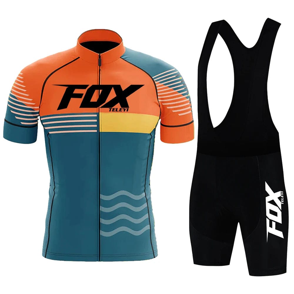 Planet Gates 21 / XXL 2024 fox teleyi Cycling Bib Shorts Men's MTB Bike Jersey Clothing Summer Complete Racing Bicycle Clothes Quick-Dry Sports Set