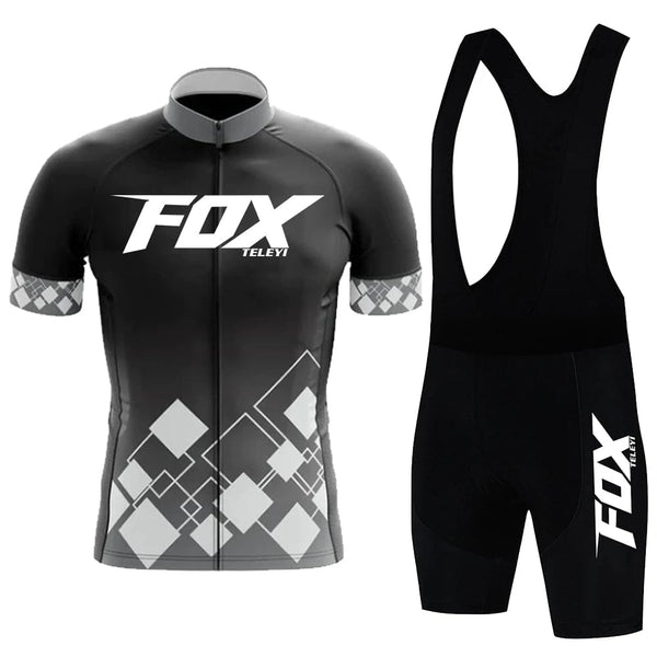 Planet Gates 21 / XXL 2024 fox teleyi Cycling Bib Shorts Men's MTB Bike Jersey Clothing Summer Complete Racing Bicycle Clothes Quick-Dry Sports Set