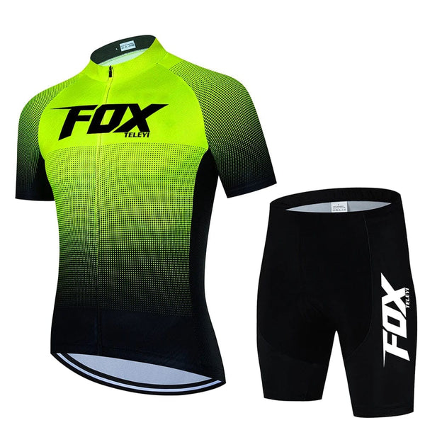 Planet Gates 21 / XXL 2024 fox teleyi Cycling Bib Shorts Men's MTB Bike Jersey Clothing Summer Complete Racing Bicycle Clothes Quick-Dry Sports Set