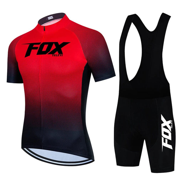 Planet Gates 21 / XXL 2024 fox teleyi Cycling Bib Shorts Men's MTB Bike Jersey Clothing Summer Complete Racing Bicycle Clothes Quick-Dry Sports Set