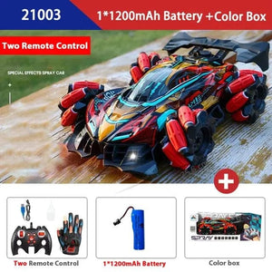 Planet Gates 21003 Red-Watch F1 Drift RC Car With Led Lights Music 2.4G Glove Gesture Radio Remote Control Spray Stunt Car 4WD Electric Children Toys
