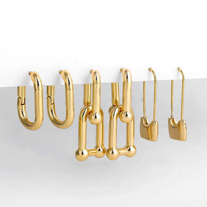 Planet Gates 21232-1 3 Pair/set Dainty Gold Color Geometric Circle Small Hoop Earrings for Women Statement Beads Twist Huggie Earring Fashion Jewelry