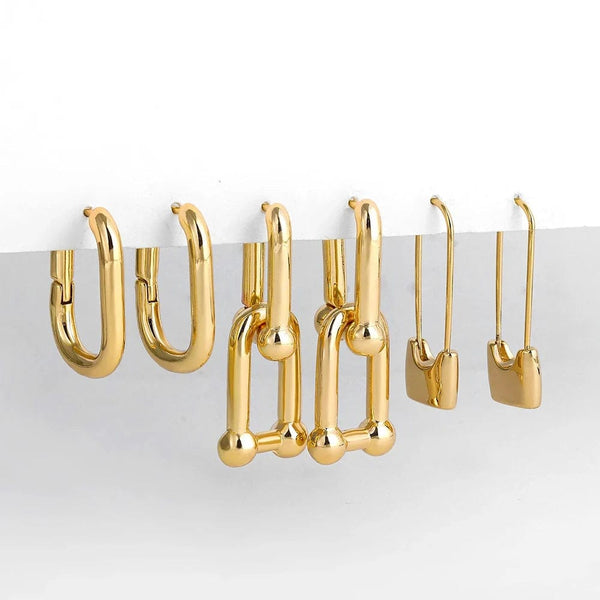 Planet Gates 21232-1 3 Pair/set Dainty Gold Color Geometric Circle Small Hoop Earrings for Women Statement Beads Twist Huggie Earring Fashion Jewelry