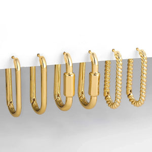 Planet Gates 214031 3 Pair/set Dainty Gold Color Geometric Circle Small Hoop Earrings for Women Statement Beads Twist Huggie Earring Fashion Jewelry