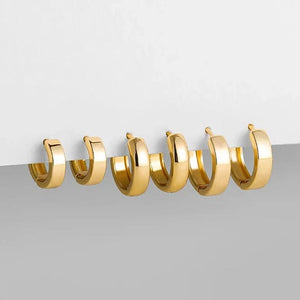 Planet Gates 21490-1 3 Pair/set Dainty Gold Color Geometric Circle Small Hoop Earrings for Women Statement Beads Twist Huggie Earring Fashion Jewelry
