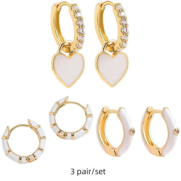 Planet Gates 217711 Boho Multicolor Round Piercing Huggie Earrings Set for Women Girls Cute Heart Star  Pendant Hoop Earring Jewelry