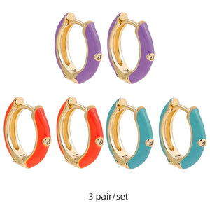 Planet Gates 217711 Boho Multicolor Round Piercing Huggie Earrings Set for Women Girls Cute Heart Star  Pendant Hoop Earring Jewelry