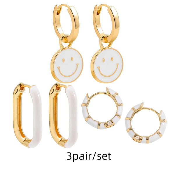 Planet Gates 217711 Boho Multicolor Round Piercing Huggie Earrings Set for Women Girls Cute Heart Star  Pendant Hoop Earring Jewelry