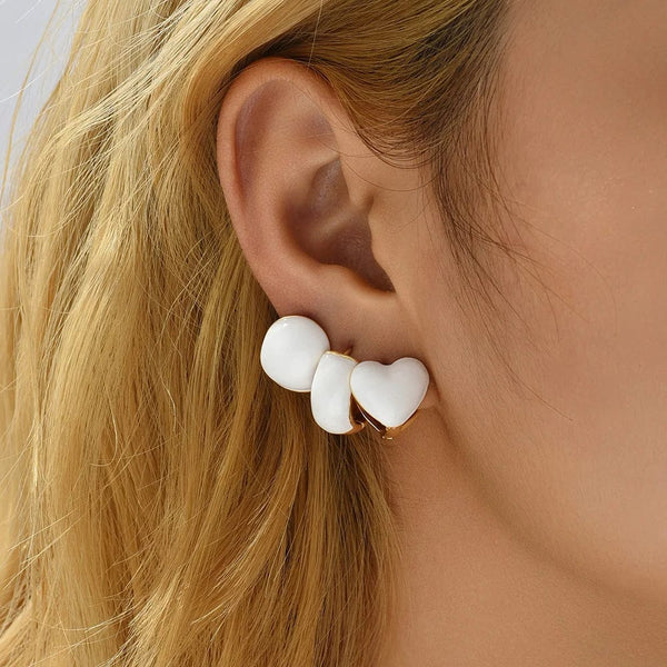 Planet Gates 217711 Boho Multicolor Round Piercing Huggie Earrings Set for Women Girls Cute Heart Star  Pendant Hoop Earring Jewelry