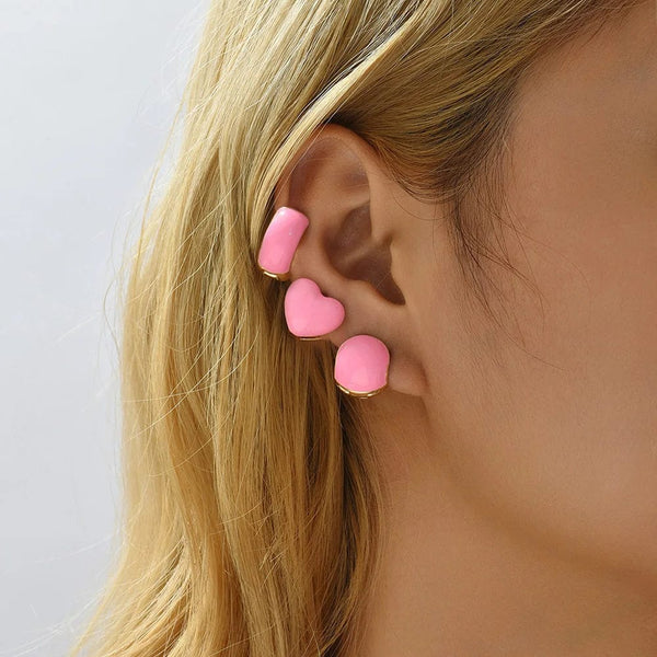 Planet Gates 217711 Boho Multicolor Round Piercing Huggie Earrings Set for Women Girls Cute Heart Star  Pendant Hoop Earring Jewelry