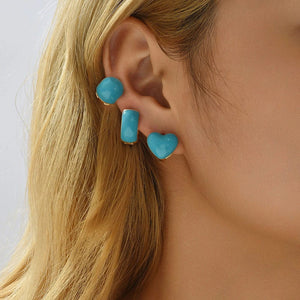 Planet Gates 217711 Boho Multicolor Round Piercing Huggie Earrings Set for Women Girls Cute Heart Star  Pendant Hoop Earring Jewelry