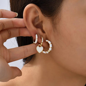 Planet Gates 217711 Boho Multicolor Round Piercing Huggie Earrings Set for Women Girls Cute Heart Star  Pendant Hoop Earring Jewelry