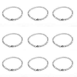 Planet Gates 21cm long / Width 2.8mm Silver Color Curb Cuban Bracelet For Men Jewelry Stainless Steel Figaro Link Chain Bracelets Hand Jewelry Anklet Gifts