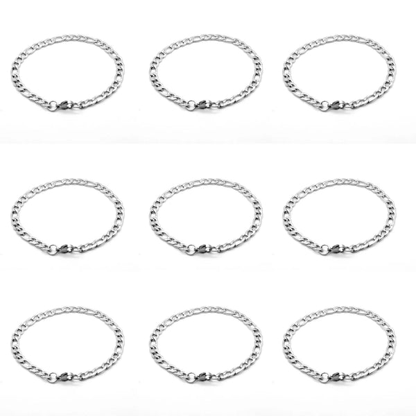 Planet Gates 21cm long / Width 2.8mm Silver Color Curb Cuban Bracelet For Men Jewelry Stainless Steel Figaro Link Chain Bracelets Hand Jewelry Anklet Gifts
