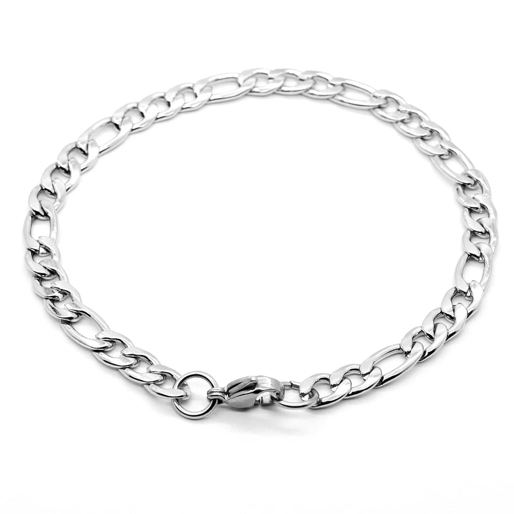 Planet Gates 21cm long / Width 2.8mm Silver Color Curb Cuban Bracelet For Men Jewelry Stainless Steel Figaro Link Chain Bracelets Hand Jewelry Anklet Gifts