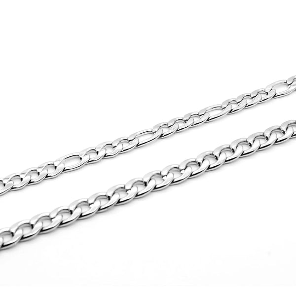 Planet Gates 21cm long / Width 2.8mm Silver Color Curb Cuban Bracelet For Men Jewelry Stainless Steel Figaro Link Chain Bracelets Hand Jewelry Anklet Gifts