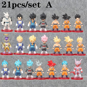 Planet Gates 21pcs A 8-21PCS Dragon Ball Z Set Super Son Goku Vegeta Broly Buu Action Figure Anime Figurines Ultra Instinct Model Gifts Toys
