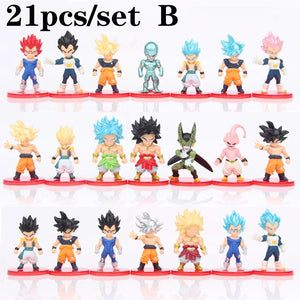 Planet Gates 21pcs B 8-21PCS Dragon Ball Z Set Super Son Goku Vegeta Broly Buu Action Figure Anime Figurines Ultra Instinct Model Gifts Toys
