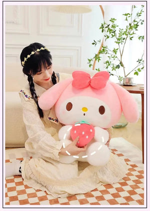 Planet Gates 22/35cm Sanrio Strawberry Kuromi Pillow Plush Toy Girls Soft Stuffed Animal Toys Strawberry Melody Doll Gift