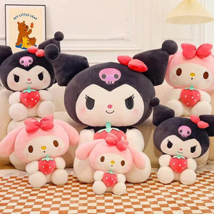 Planet Gates 22/35cm Sanrio Strawberry Kuromi Pillow Plush Toy Girls Soft Stuffed Animal Toys Strawberry Melody Doll Gift